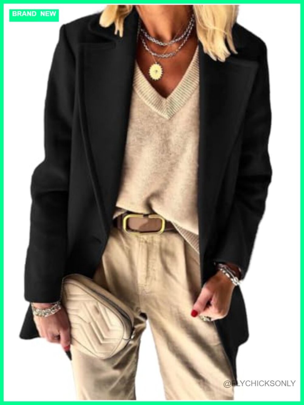 Wool Blend Blazer Notch Lapel One Button Business Casual Work Jacket